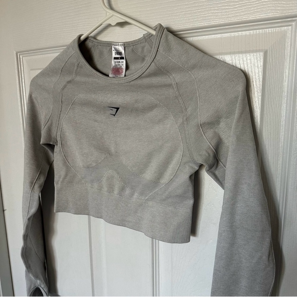 Gymshark Flex Sports Long Sleeve Crop Top Sz S In White